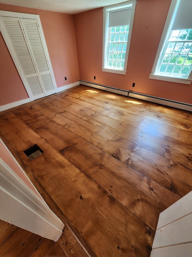 The bedroom floor after sanding and refinishing